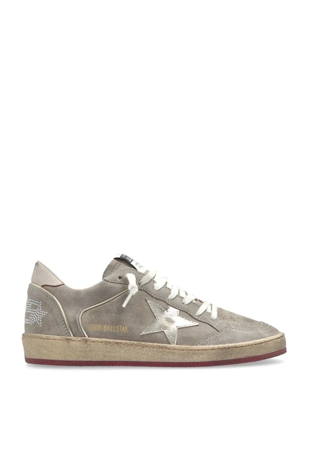 GOLDEN GOOSE Ball Star Wht/Gry Studded Low Sneakers