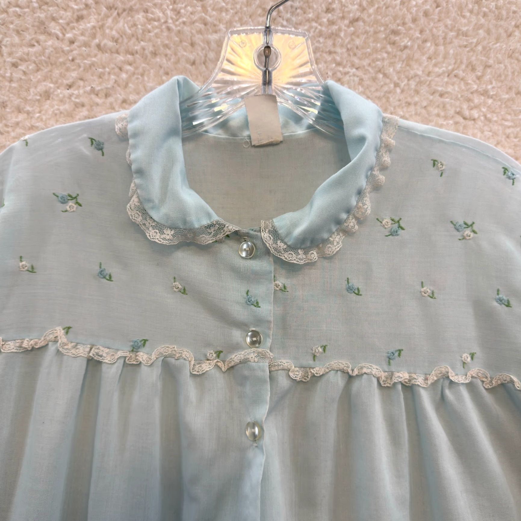 Vintage VINTAGE Nightgown Sleep Dress 1X Blue Embroidered Grandma Prairie Cottagecore Shirt Womens Witchительные Size XL / US 12-14 / IT 48-50 - 4 Thumbnail