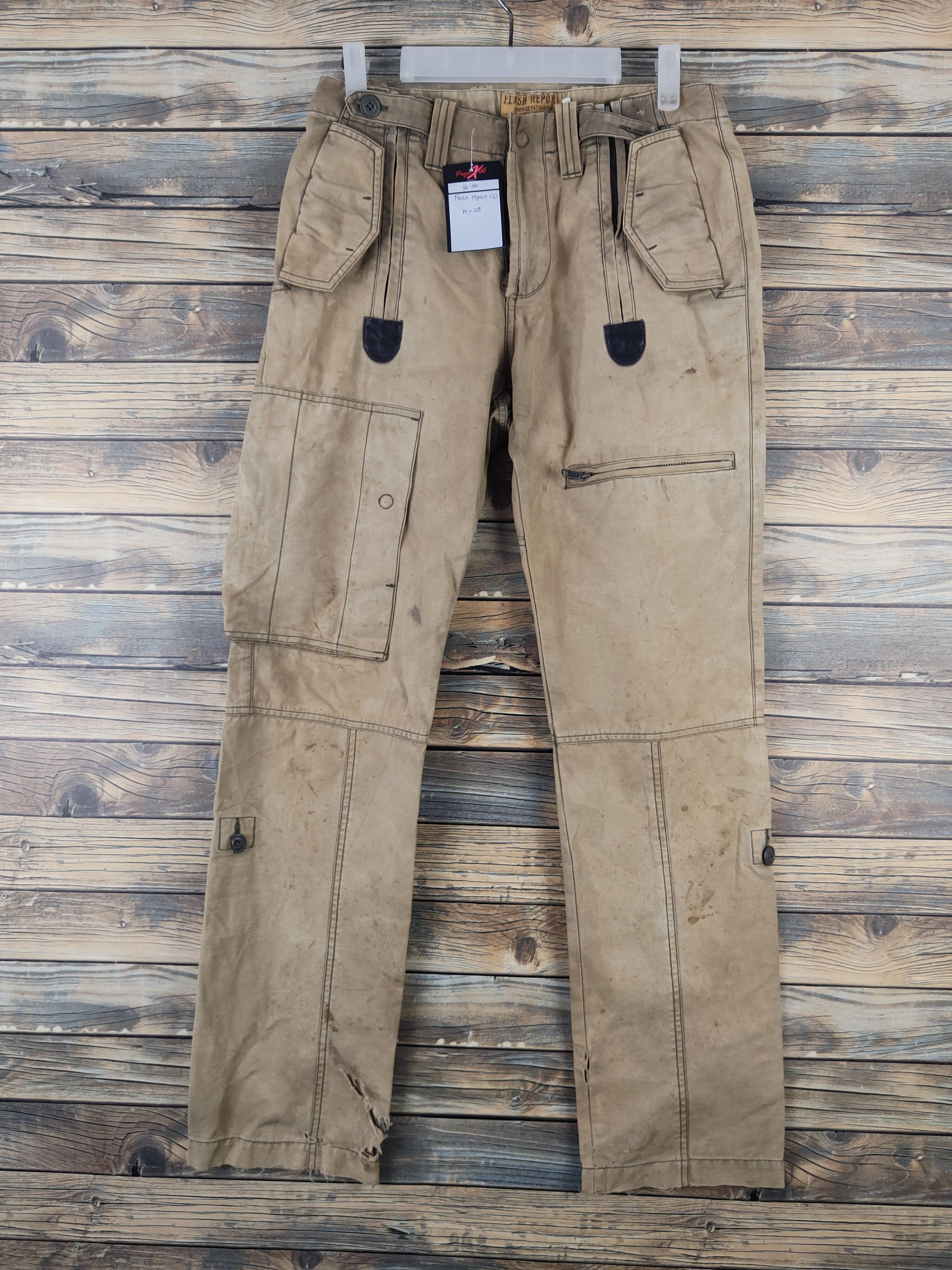 Japanese Brand DL Flash Report Beige Multipocket Cargo Pants #46-081 Size US 28 / EU 44 - 1 Thumbnail