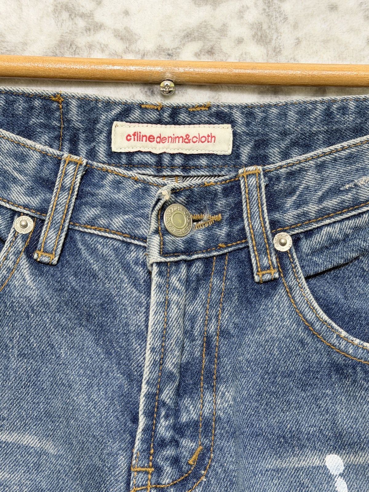 Hysteric Glamour Flared CFLINE Paint Splash Glitter Distress Low Rise Denim Size US 27 - 8 Thumbnail