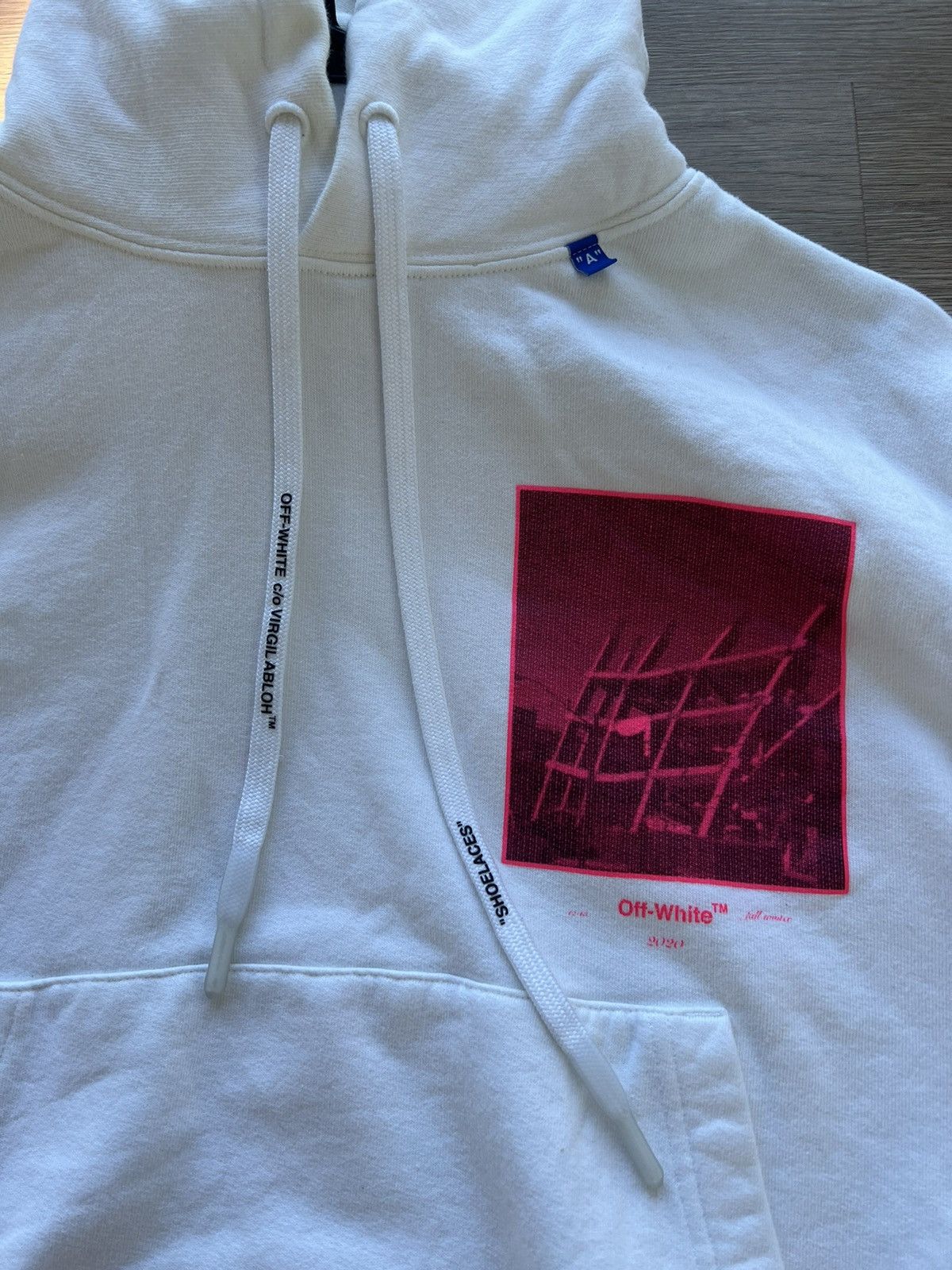 Off-White Pink/White Cotton Print Incompiuto Hoodie