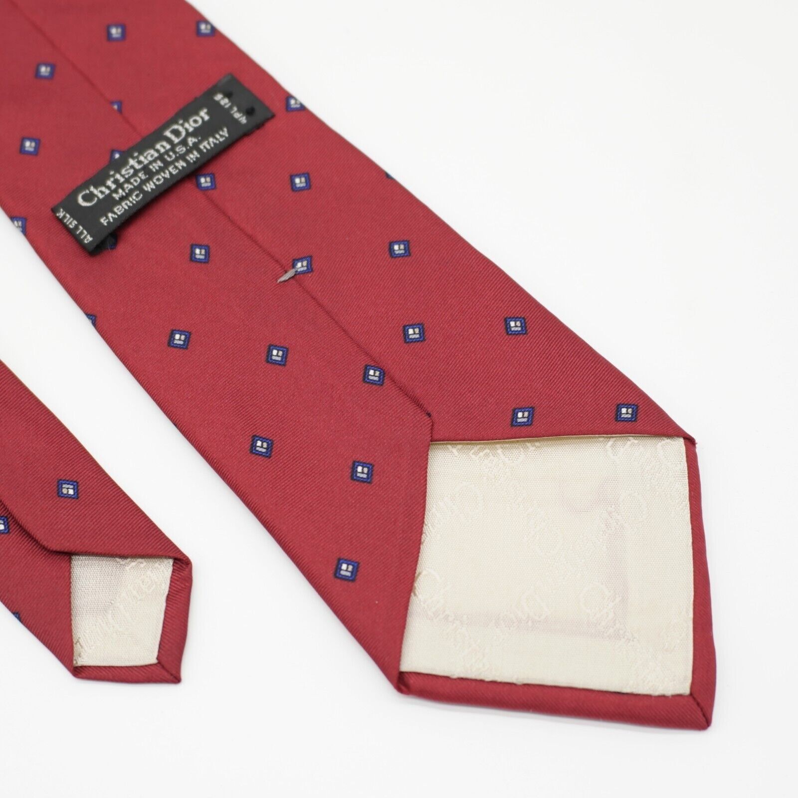 Dior Christian Dior Red Blue Geometric Italy Print Silk Tie Size ONE SIZE - 5 Thumbnail