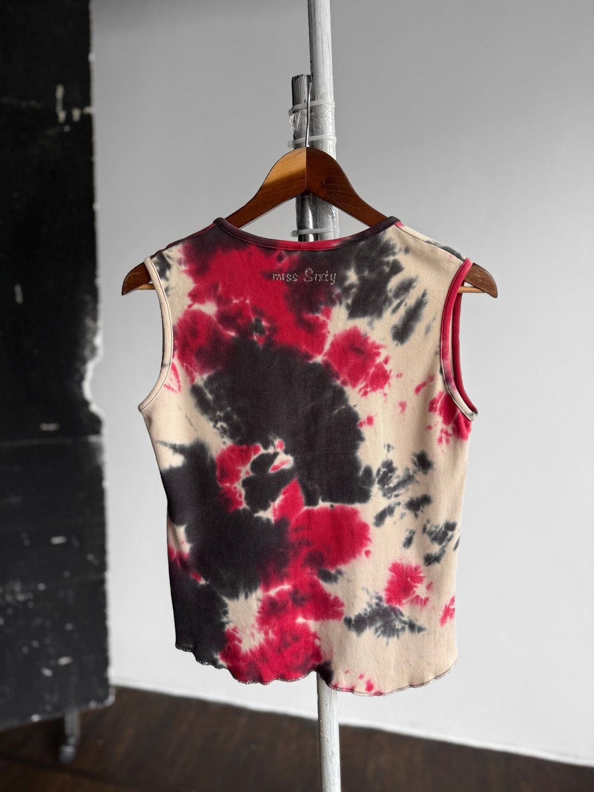 Miss Sixty Miss Sixty Womens Vintage Red Black Tie Dye Lace Up Tank Top Size L / US 10 / IT 46 - 2 Thumbnail