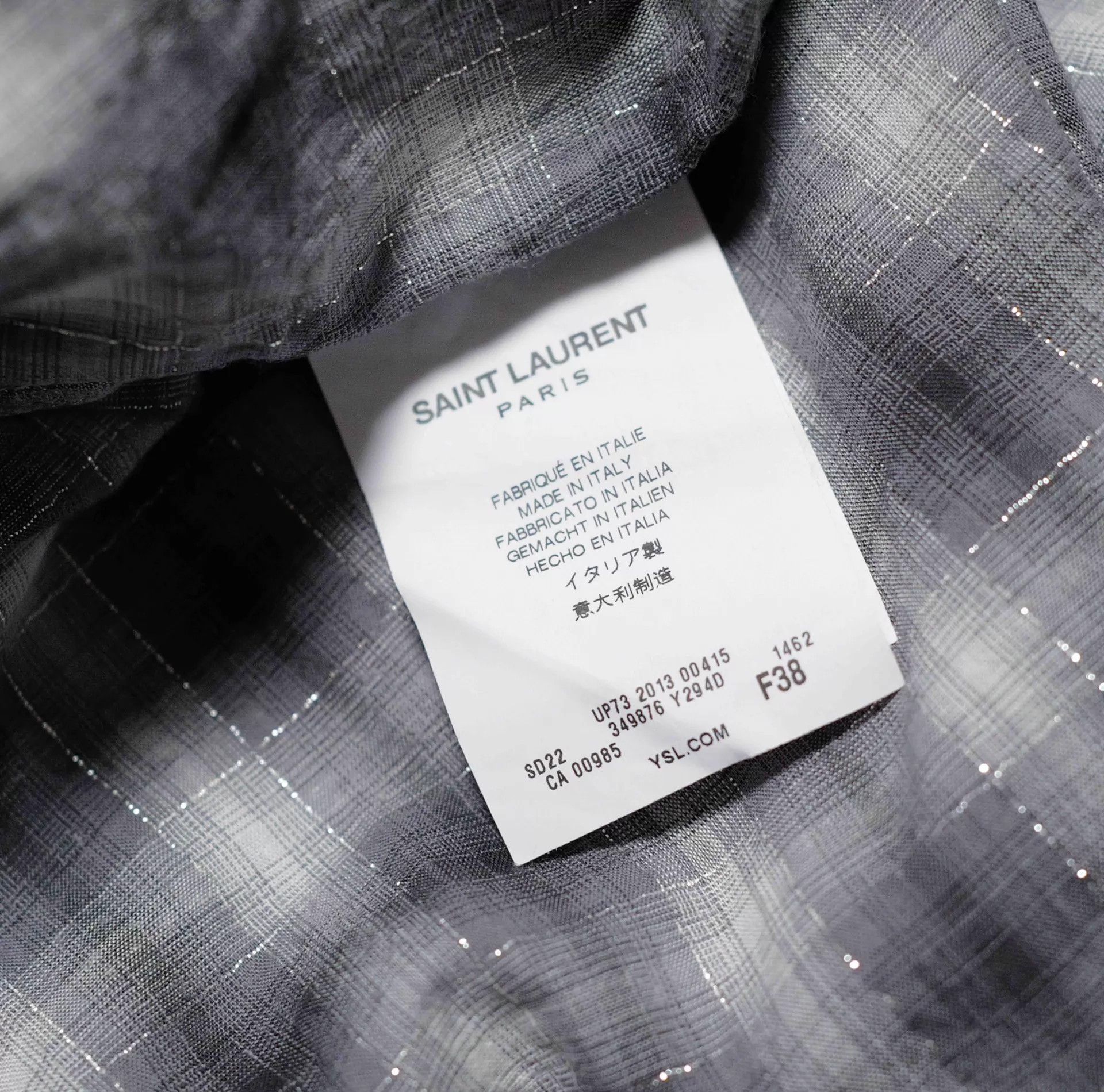 Saint Laurent Paris SLP 13AW Silver Thread Check Shirt F38 Size S / US 4 / IT 40 - 4 Thumbnail