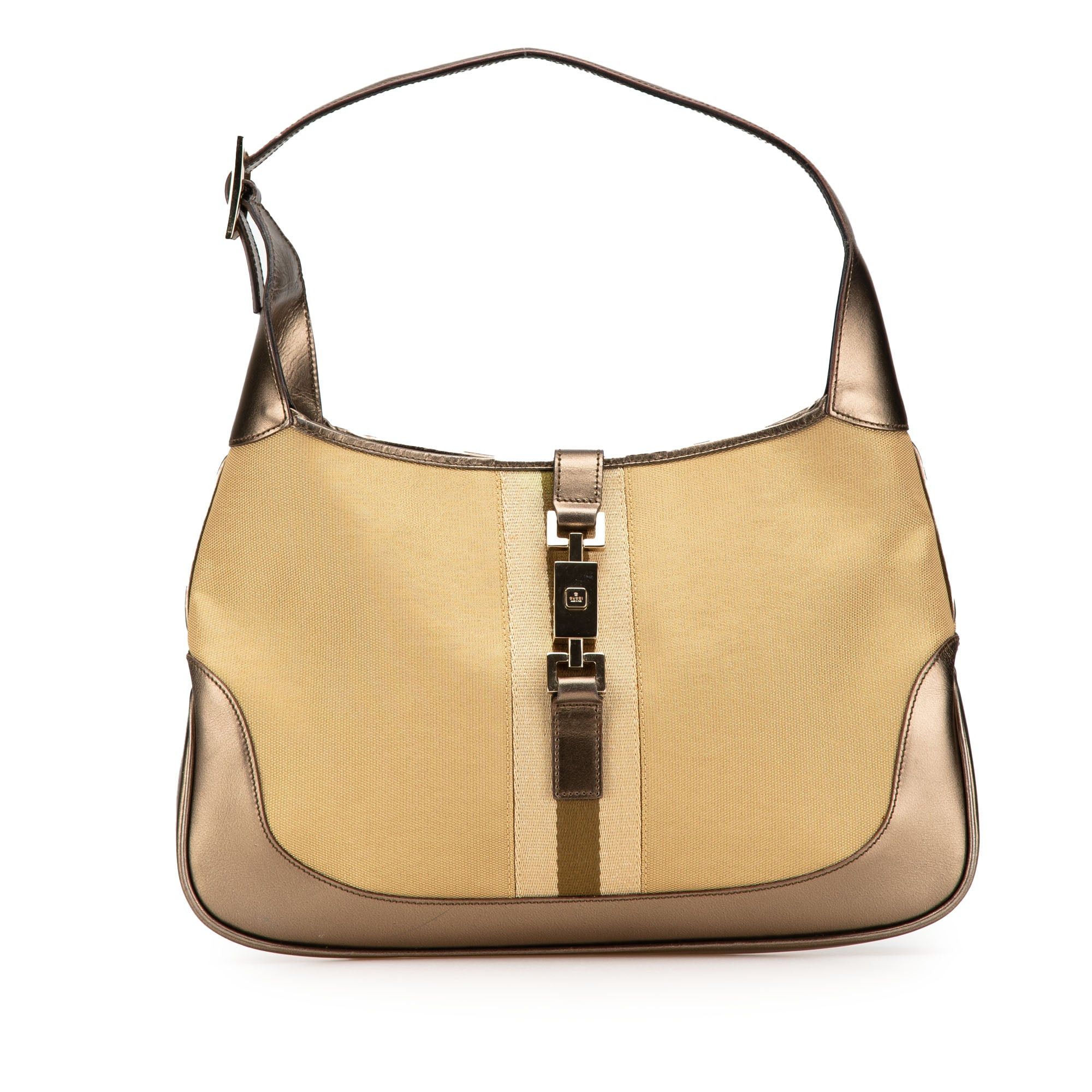 Gucci Canvas Web Jackie Shoulder Bag in Brown, Women's