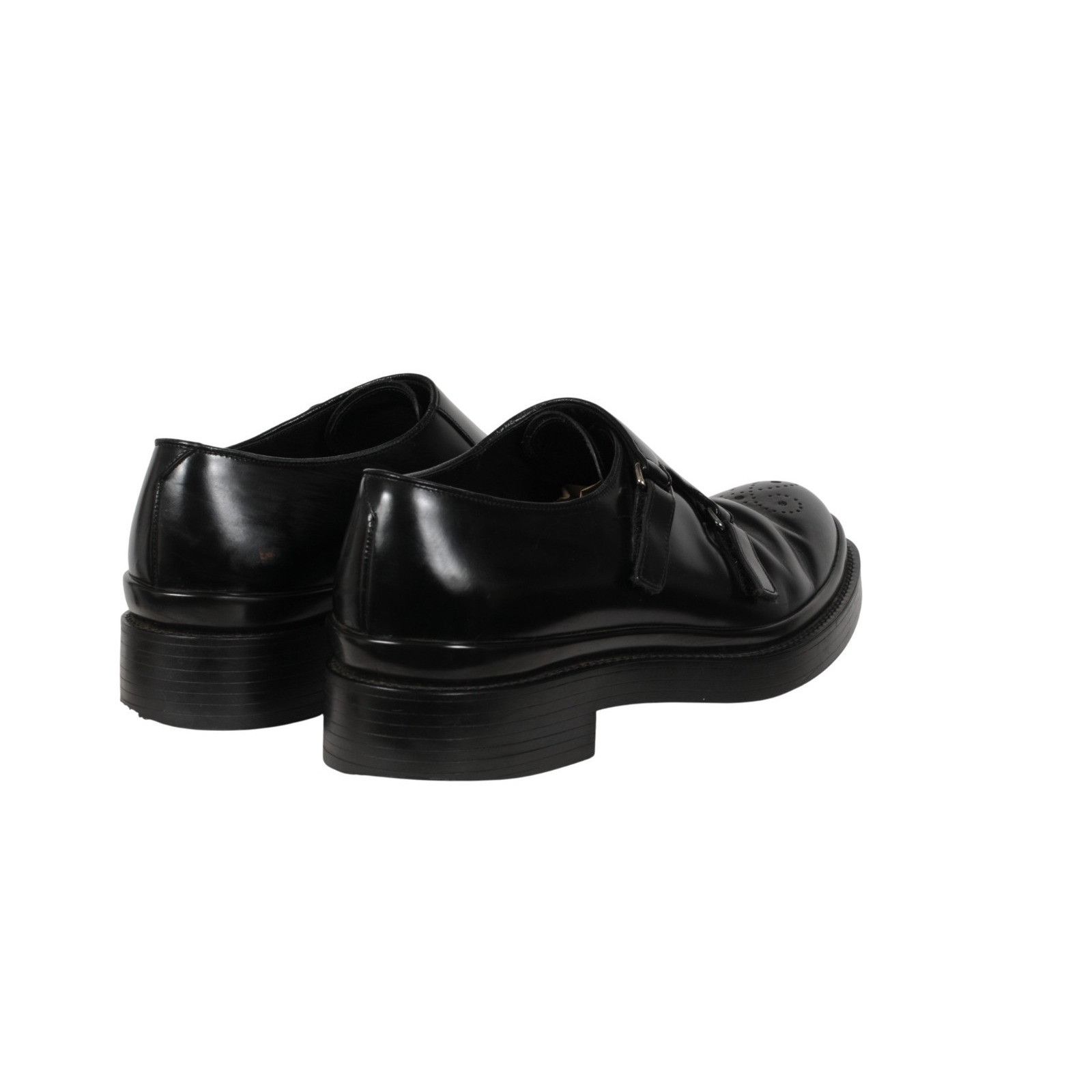 Prada Double Monk Straps Medallion Toe Black - 02621 Size US 9.5 / EU 42-43 - 7 Thumbnail
