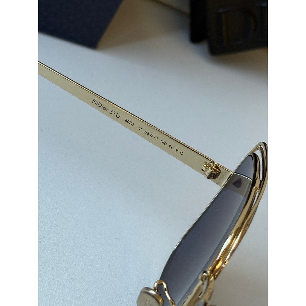 Dior NEW Dior FilDior S1U Square Sunglasses in Gold Blue Size ONE SIZE - 8 Thumbnail