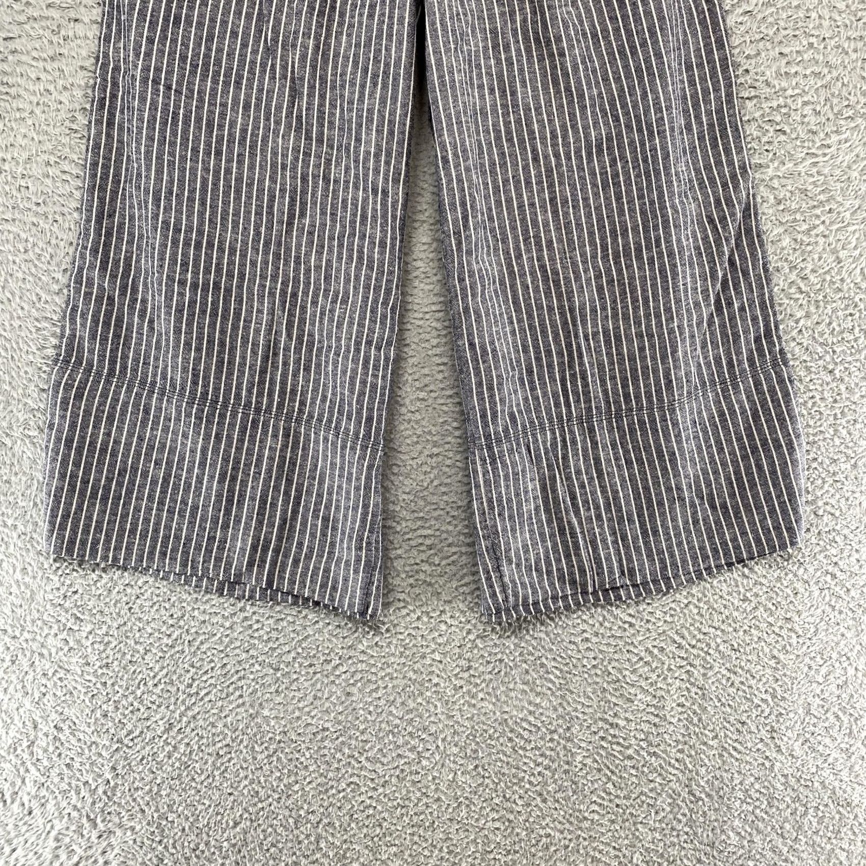 Banana Republic Banana Republic Womens S Blue Stripe Linen Wide Leg Pants Coastal Beachy Ankle Size 28" / US 6 / IT 42 - 2 Thumbnail