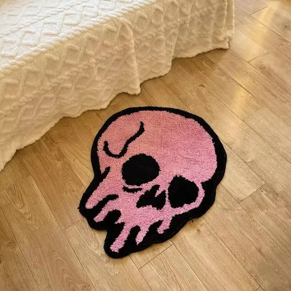 Japanese Brand Hamaoka x Asada Pink Melting Skull Tufting Rug Size ONE SIZE - 4 Thumbnail