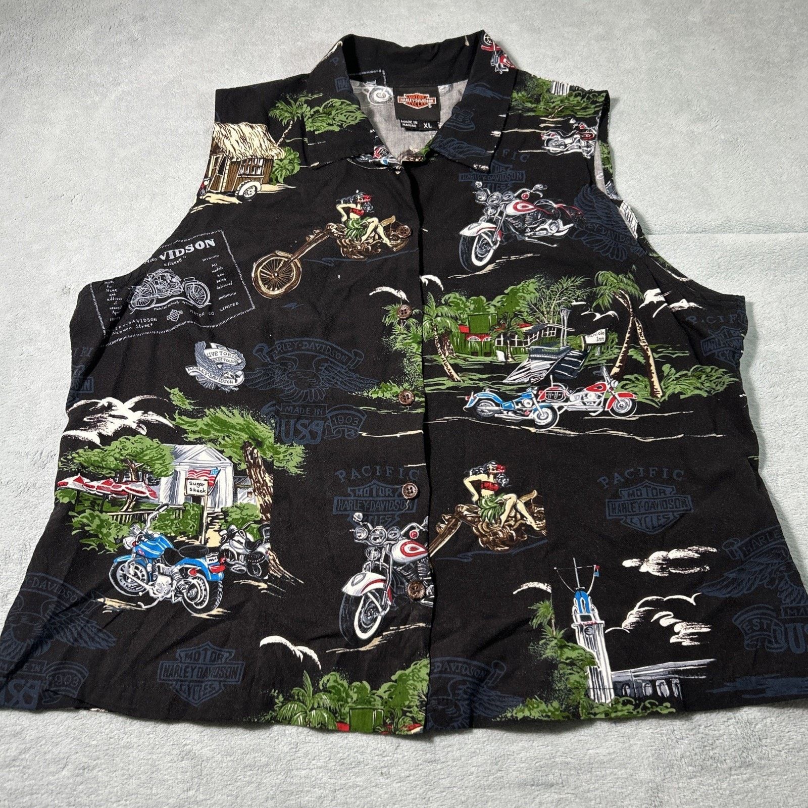 Harley Davidson Harley Davidson Vest Button Up Shirt Ws XL Hawaiian Babe Size XL / US 12-14 / IT 48-50 - 1 Thumbnail