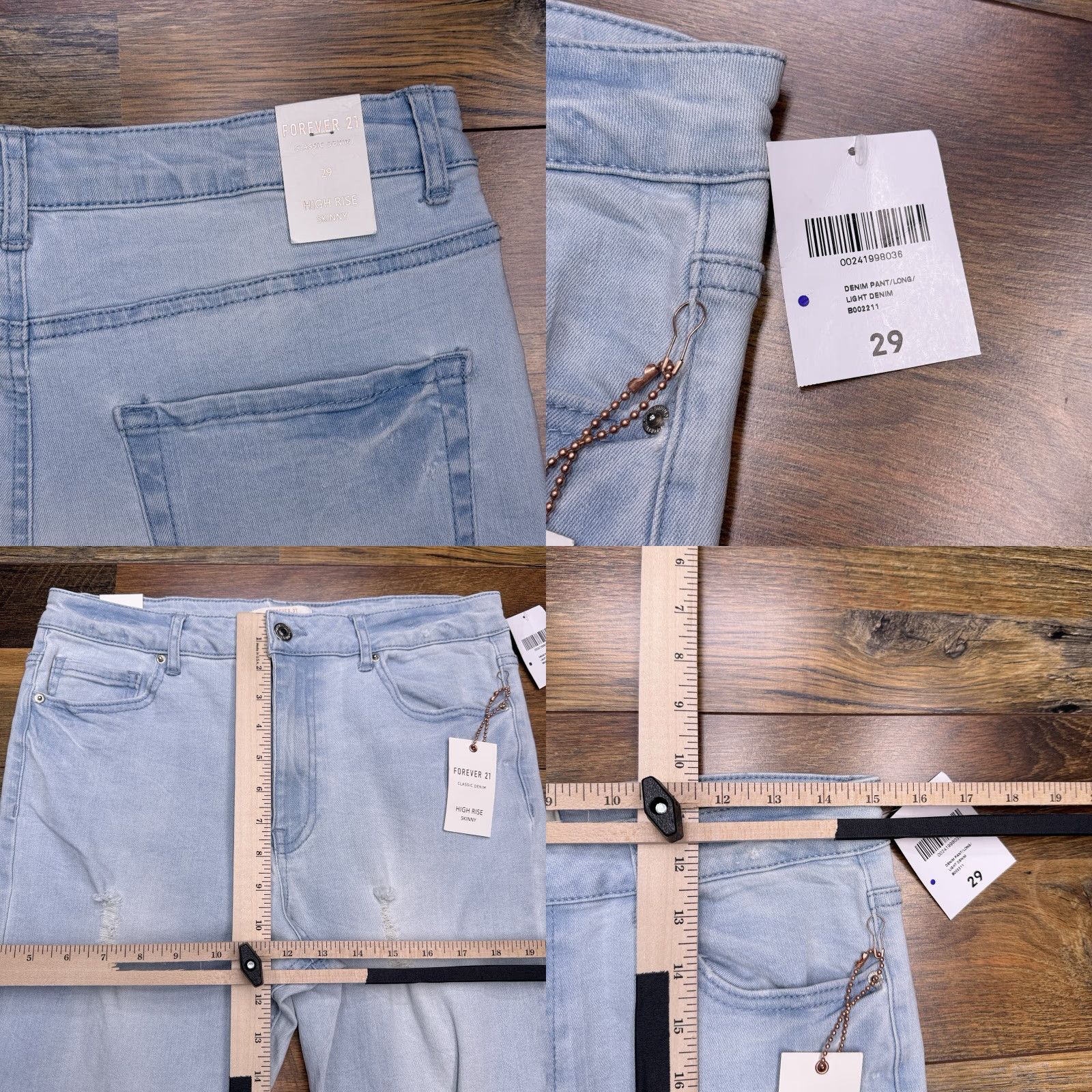 Forever 21 Forever 21 High Rise Skinny Jeans Womens 29 Light Blue Stretch Denim 5-Pocket Zipper Button Winter Summer Spring Fall Size 29" - 8 Thumbnail