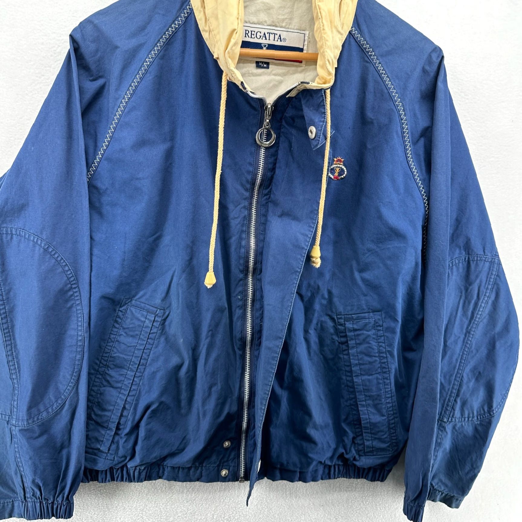 Vintage Regatta Sport Windbreaker Jacket Blue Men's M Full Zip Long Sleeve Pockets, Casual, Travel, Winter, Cotton, Regular Fit Size US M / EU 48-50 / 2 - 3 Thumbnail