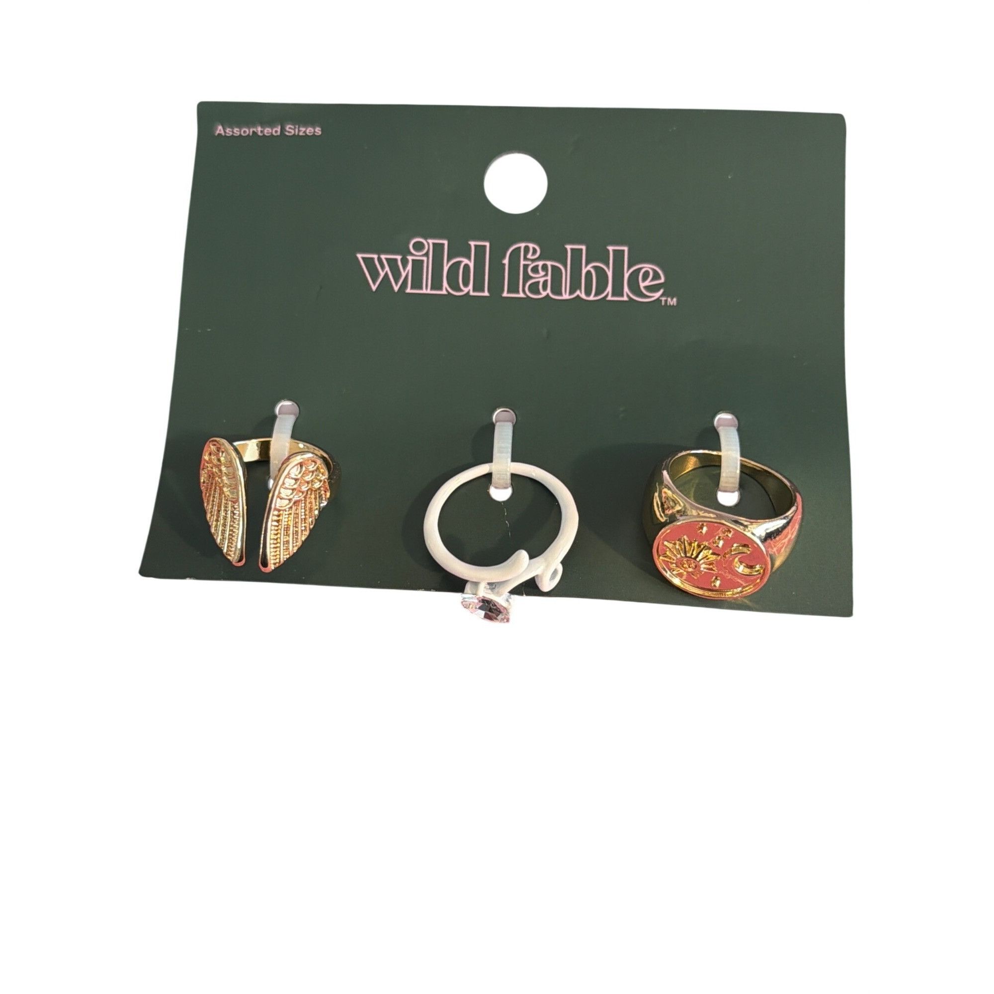 Other Wild Fable Assorted Sizes 3 Piece Ring Set Gold Tone White E Size ONE SIZE - 1 Thumbnail