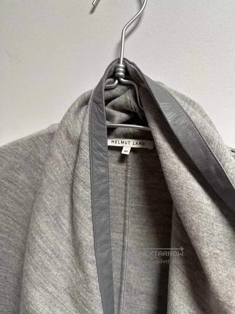 Helmut Lang Helmut Lang Grey Leather Edged Cardigan Size XS / US 0-2 / IT 36-38 - 6 Thumbnail