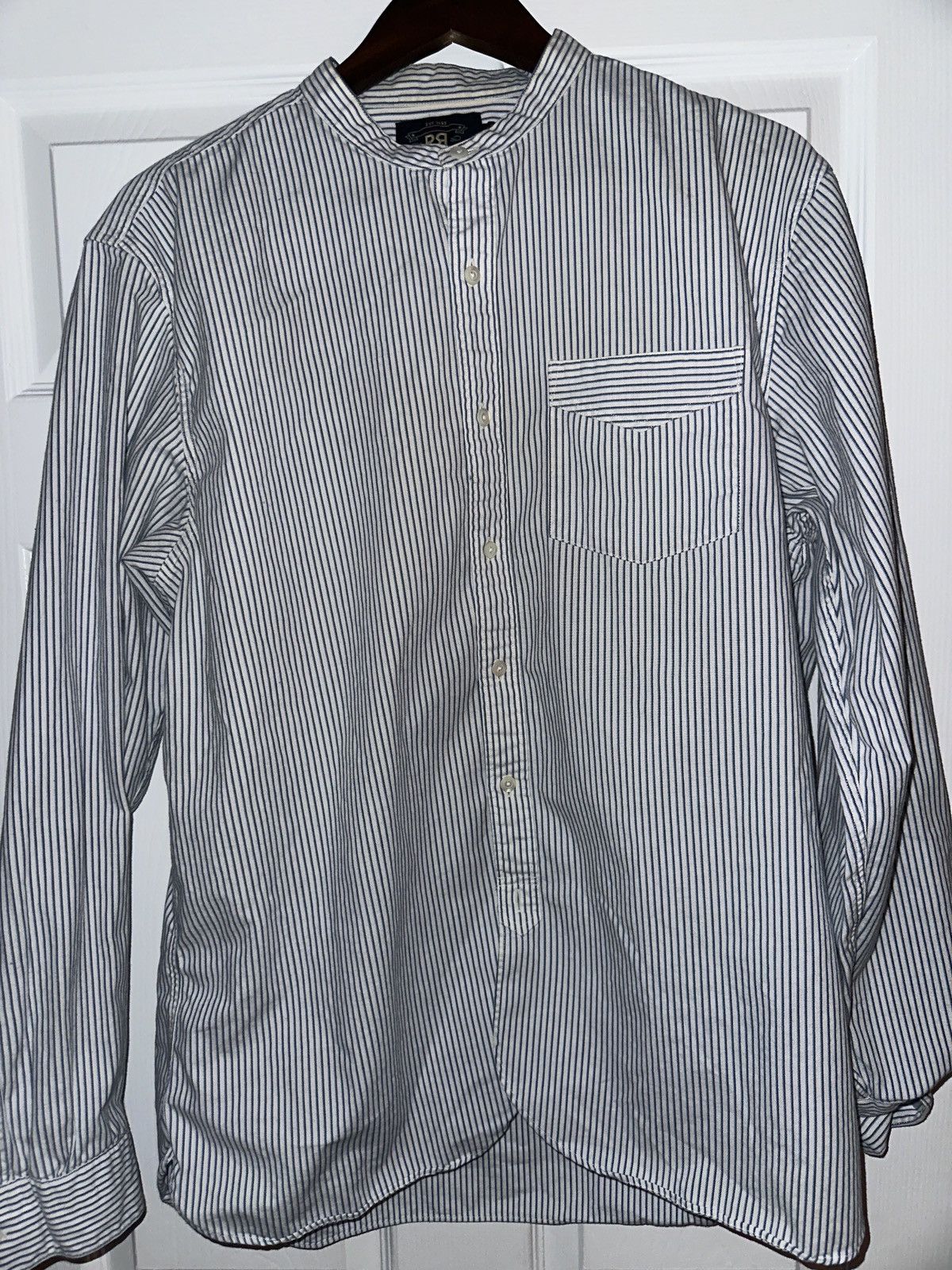 image of Rrl Ralph Lauren Band Collar Button Up in White, Men's (Size XL)