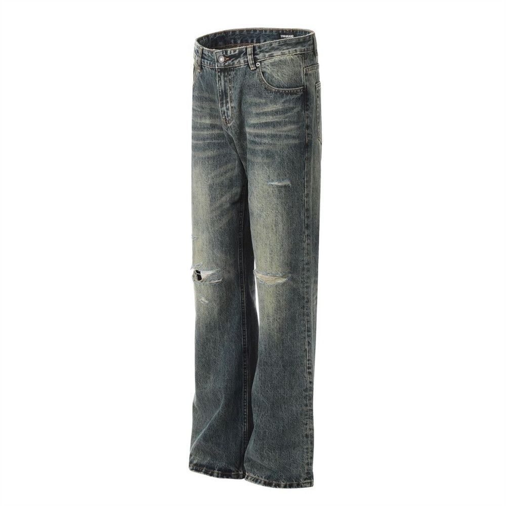 Japanese Brand × Jean Men's hippie trend distressed washed flared ripped jeans Size US 34 / EU 50 - 2 Thumbnail