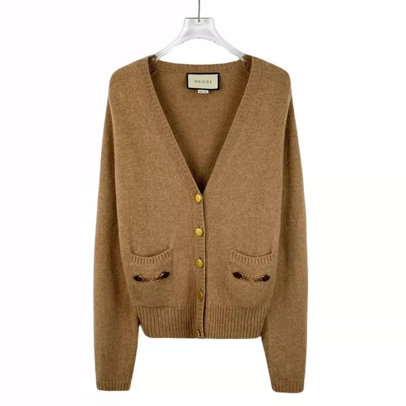 Gucci Gucci Dark brown cashmere V-neck single-breasted long-sleev Size US S / EU 44-46 / 1 - 1 Thumbnail