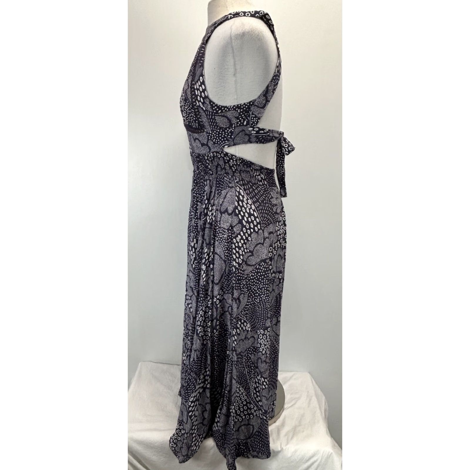 abel the label halter dress Anthropologie ABEL THE LABEL Blue Orange Floral Halter Maxi Long Dress Size  S