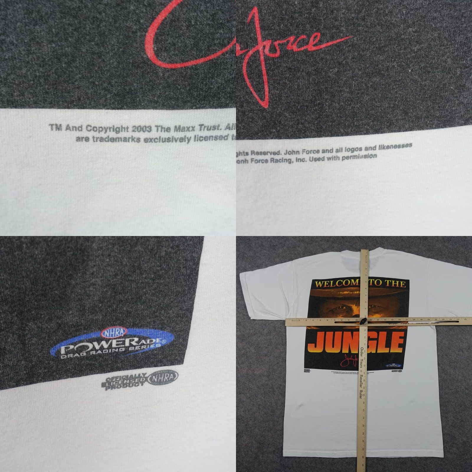 Gildan VINTAGE John Force Shirt Mens Large White Funny Car King Jungle Lion NHRA 2003 Size US L / EU 52-54 / 3 - 9 Thumbnail