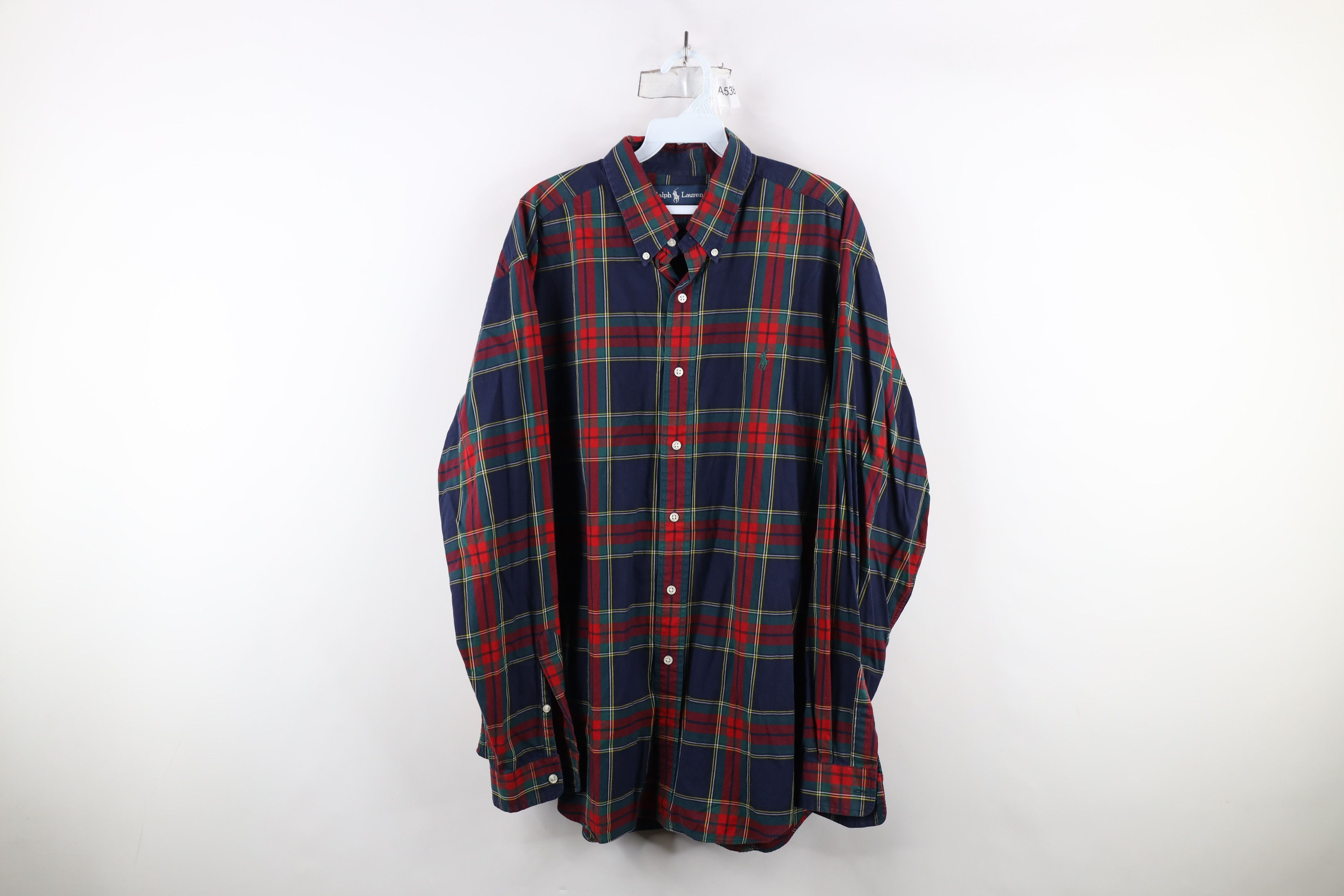 Ralph Lauren × Vintage Vintage 90s Ralph Lauren Fit Rainbow Plaid Button Down Shirt Size US XL / EU 56 / 4 - 1 Thumbnail