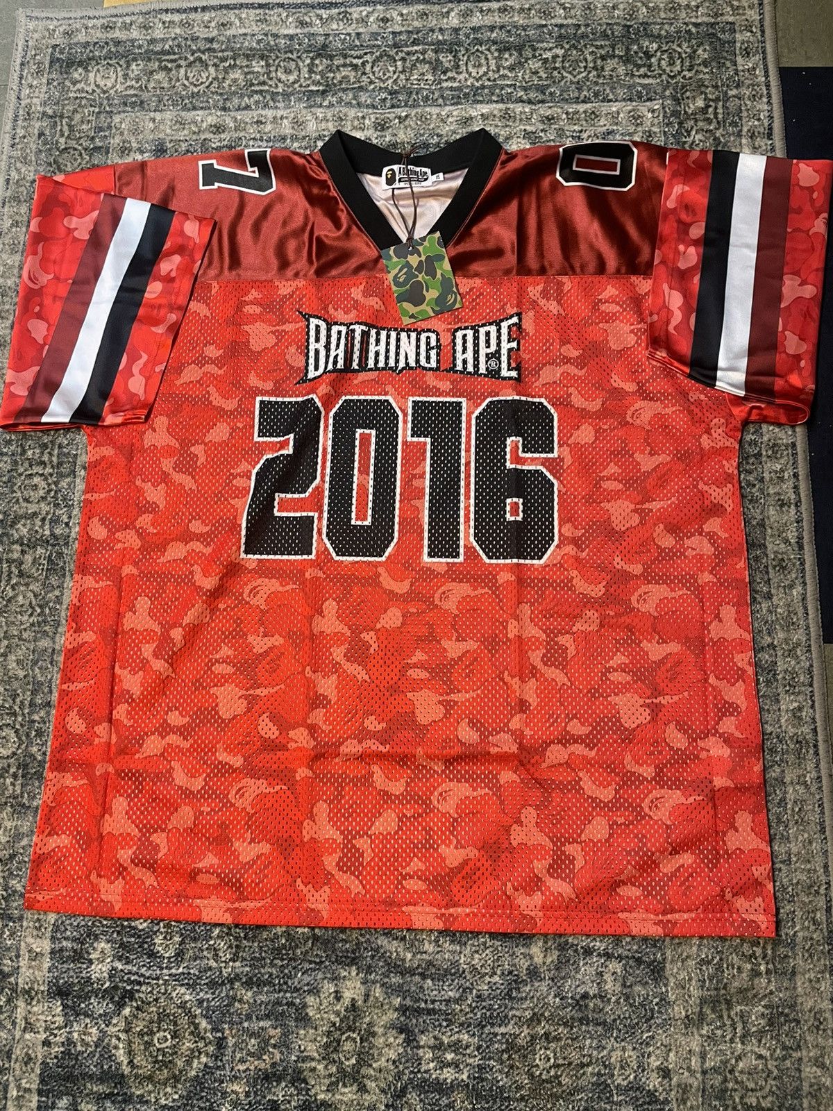 BAPE Champion Color Camo Football Jersey Red Men's - GB