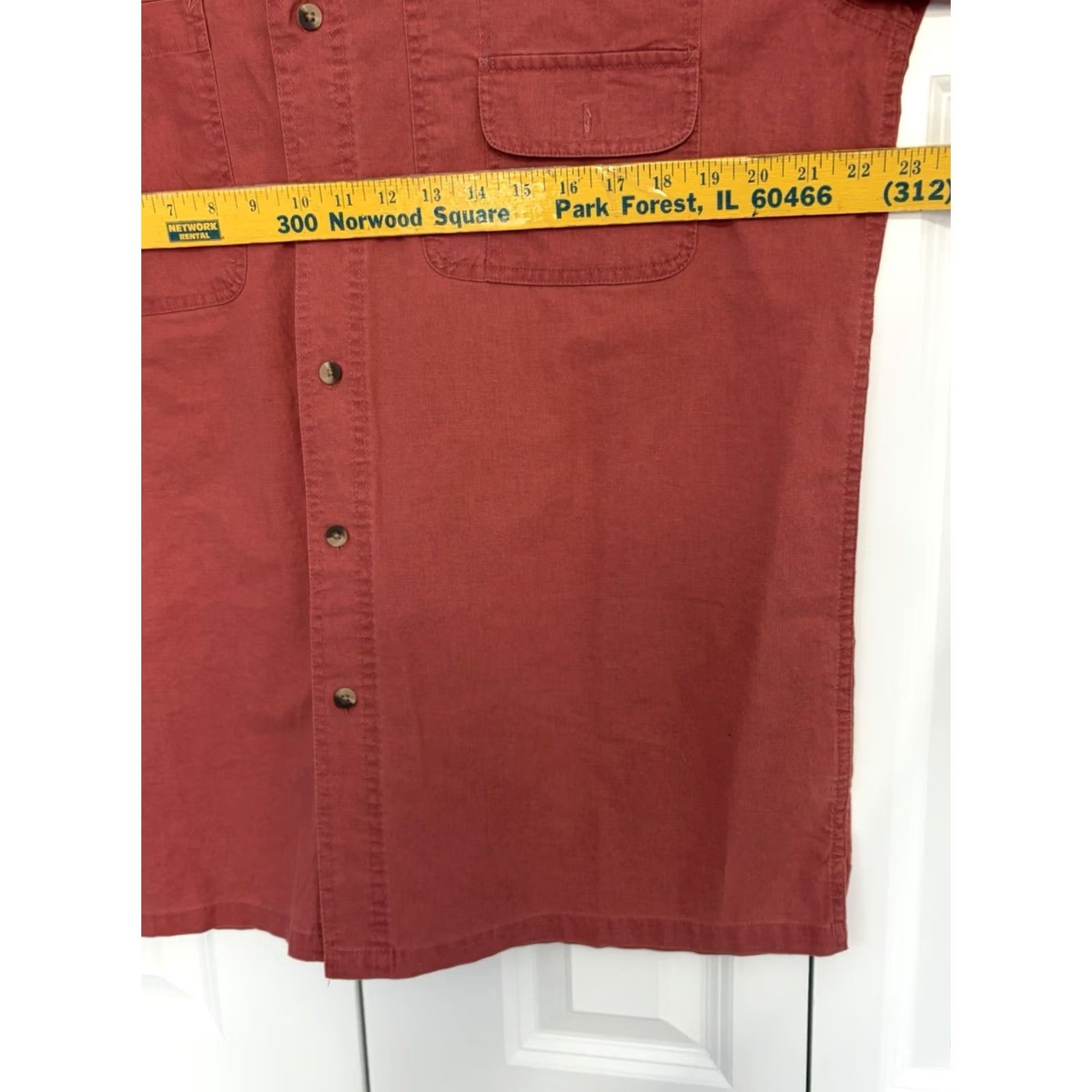 Vintage VINTAGE: No RedHead Shirt Mens Red Short Sleeve Button-Down Collared Pocketed 47in Chest All Seasons Outdoor Fish Pattern Casual Workwear Travel Size US 33 - 3 Thumbnail