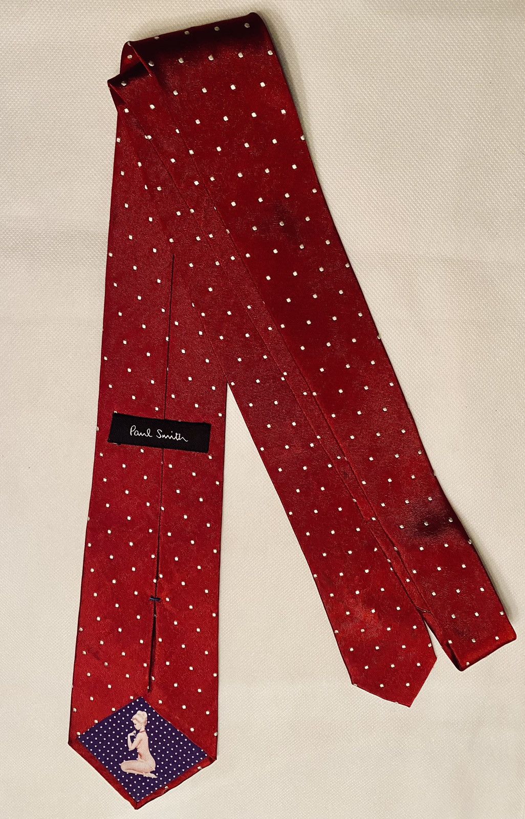 Paul Smith PAUL SMITH 🇮🇹 Red Micro Polka Dot Classic Pin Up Girl Silk Size ONE SIZE - 3 Thumbnail
