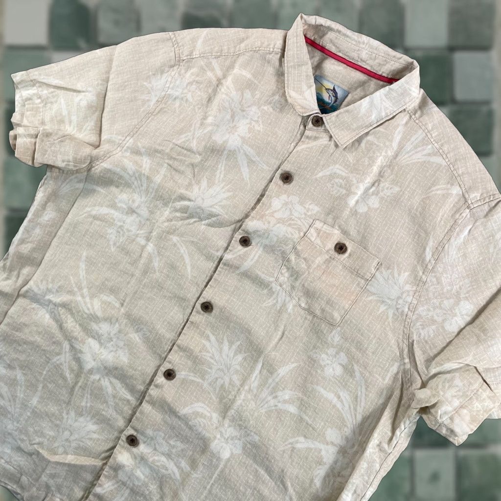 Tommy Bahama Tommy Bahama Island Modern Fit Shirt Men XL Beige Floral Hawaii 100% Linen NWOT Floral Beach Hawaiian Summer Mens Size US XL / EU 56 / 4 - 1 Thumbnail