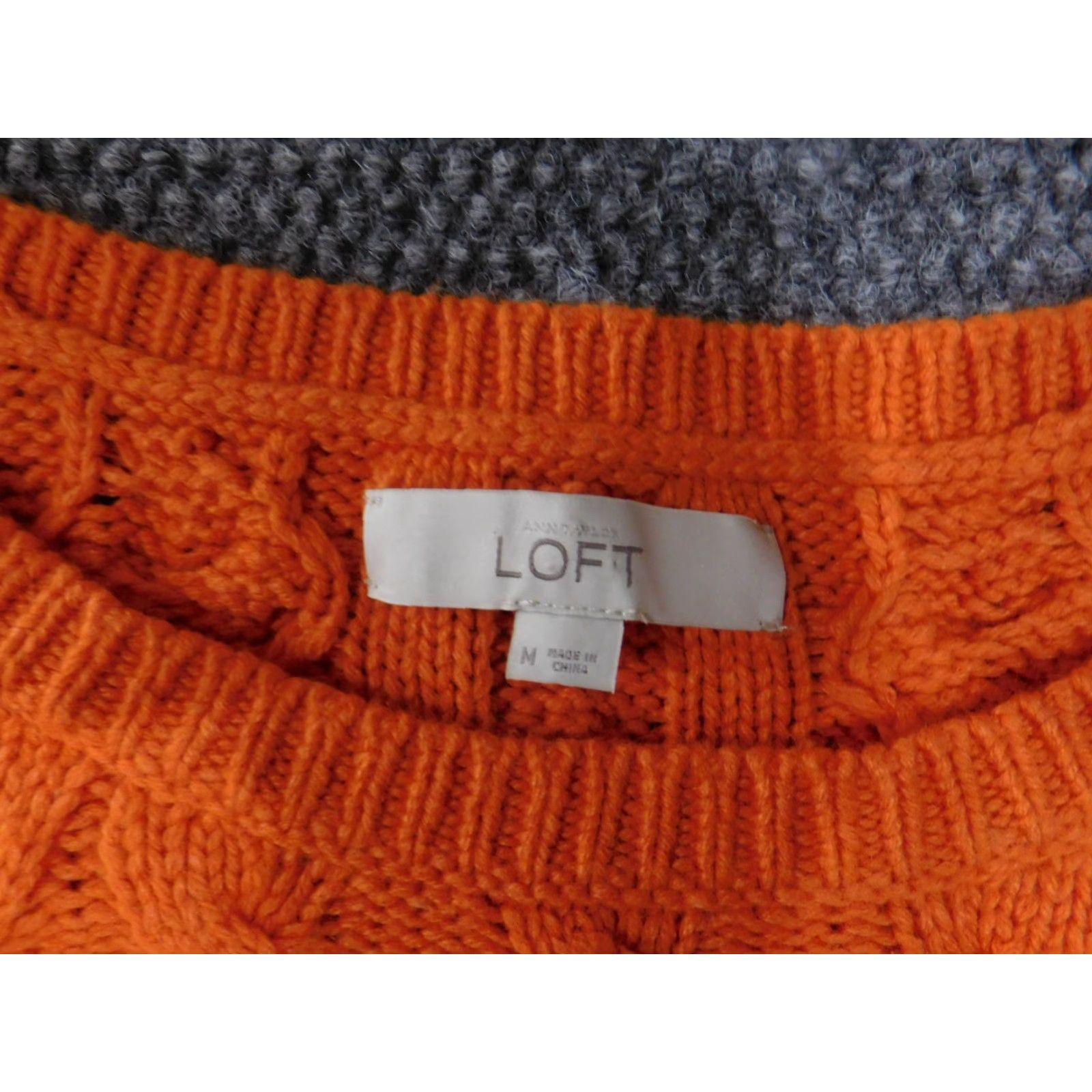 Loft LOFT Sweater Womens M Cable Orange Pullover Wool Rayon Crew Neck Long Sleeve Knit Regular Modern Designer Casual Girls Womens (adjusted) Size M / US 6-8 / IT 42-44 - 7 Thumbnail