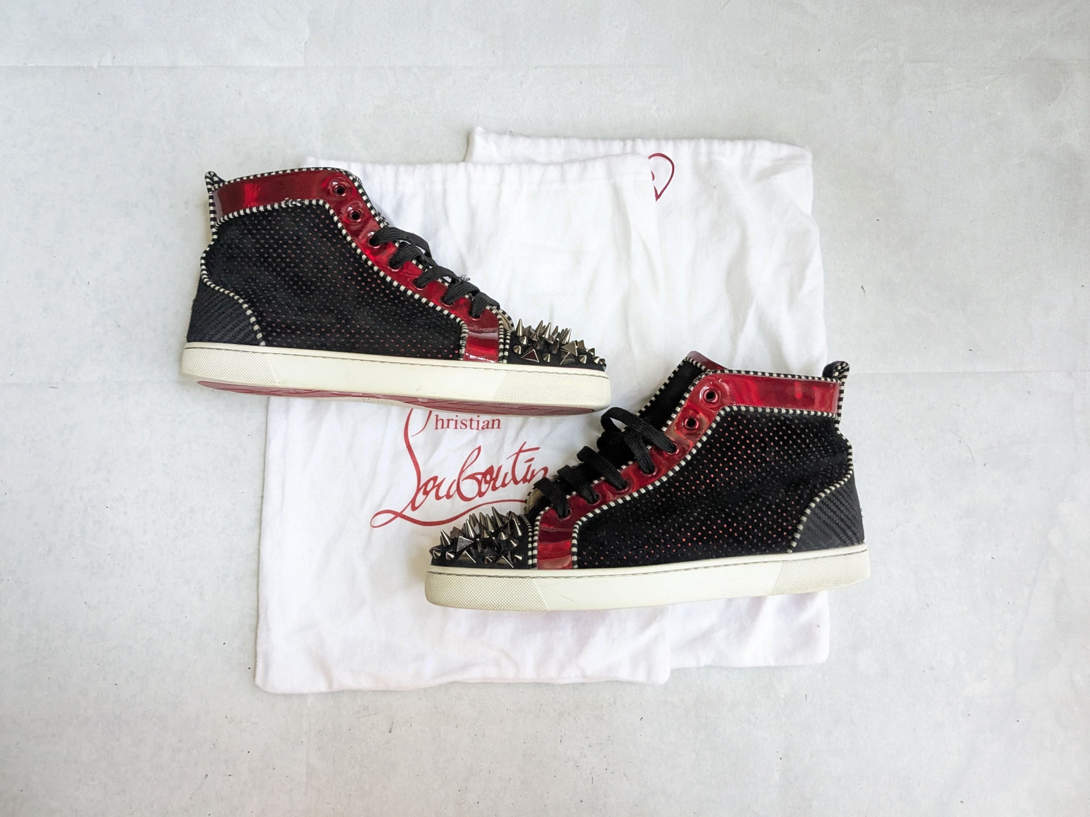Christian Louboutin Christian Louboutin High Top Sneakers 9 42 Black Red Spikes Size US 9 / EU 42 - 1 Thumbnail