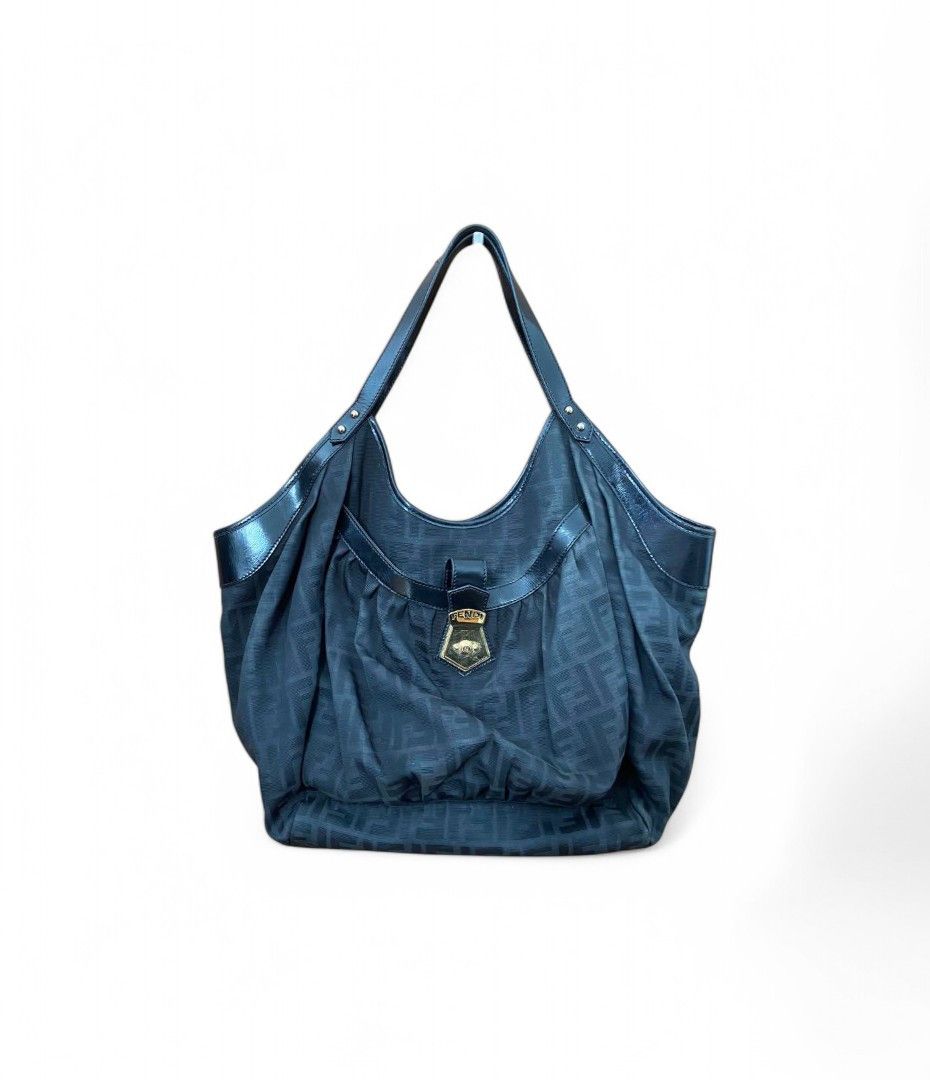 Fendi Fendi - Black Large Tote Handbag Zucca Pattern Monogram Size ONE SIZE - 1 Thumbnail