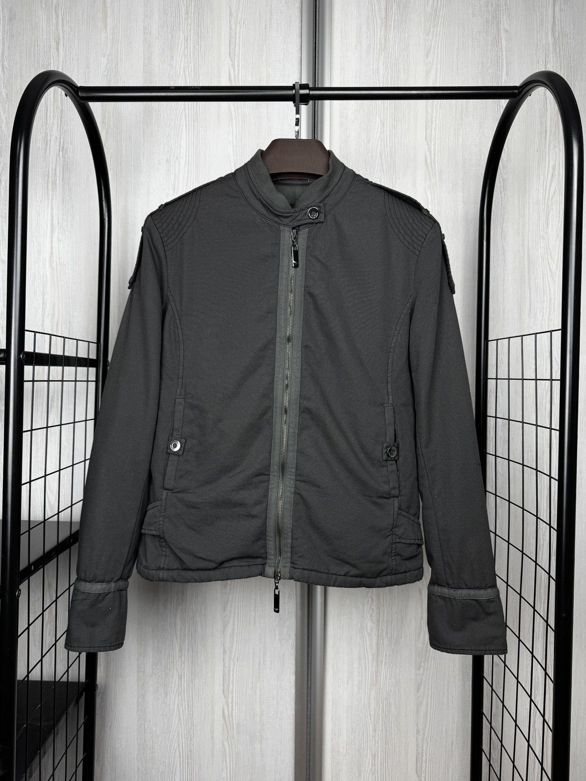 Emporio Armani Emporio Armani grey cotton military utility bomber jacket Size XL / US 12-14 / IT 48-50 - 1 Thumbnail