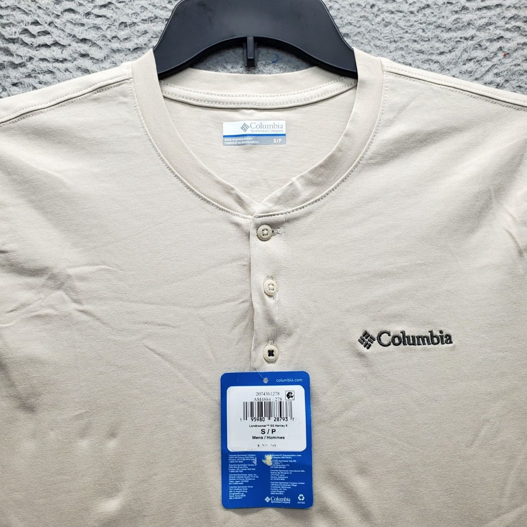 Vintage Columbia Henley Shirt Mens S Brown 100% Cotton Regular Short Sleeve Popover Shirt Size US S / EU 44-46 / 1 - 5 Thumbnail