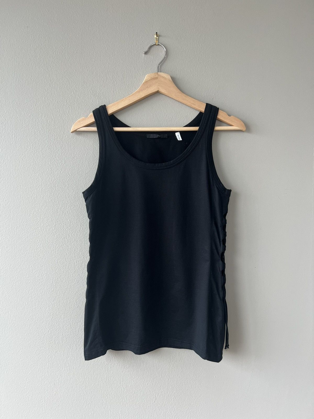 image of Helmut Lang Ss01 Lace-Up Tank Top in Black, Women's (Size Large)