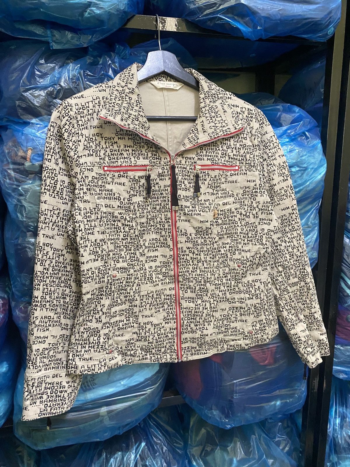 Vintage Vintage C’est moi jeu femme Text Print Jacket Red Zippers Size M / US 6-8 / IT 42-44 - 5 Thumbnail