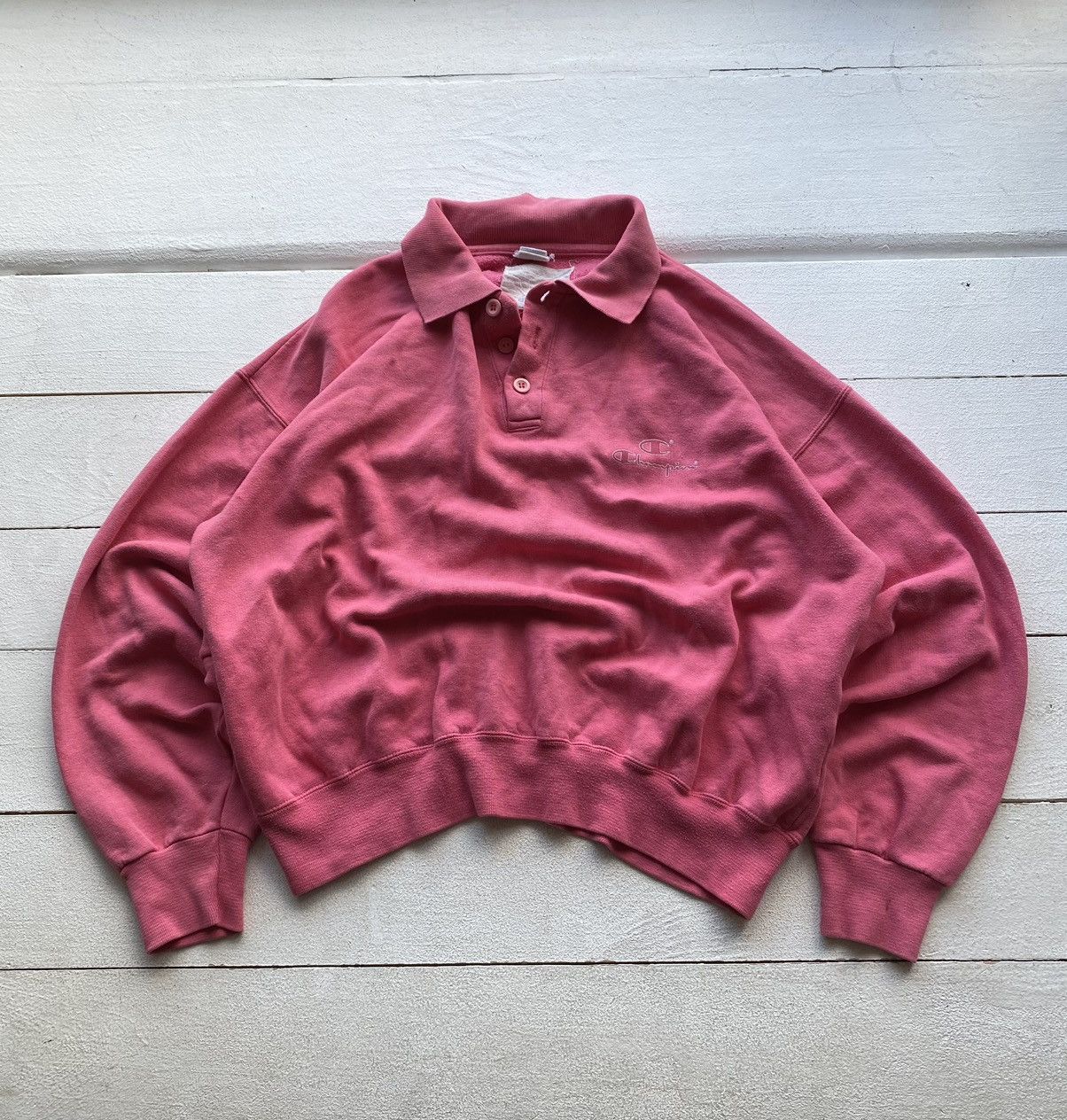 Champion × Vintage 🔥80s Champion Usa Know Now Pink Button Sweatshirt Mens Rare Size US L / EU 52-54 / 3 - 1 Thumbnail