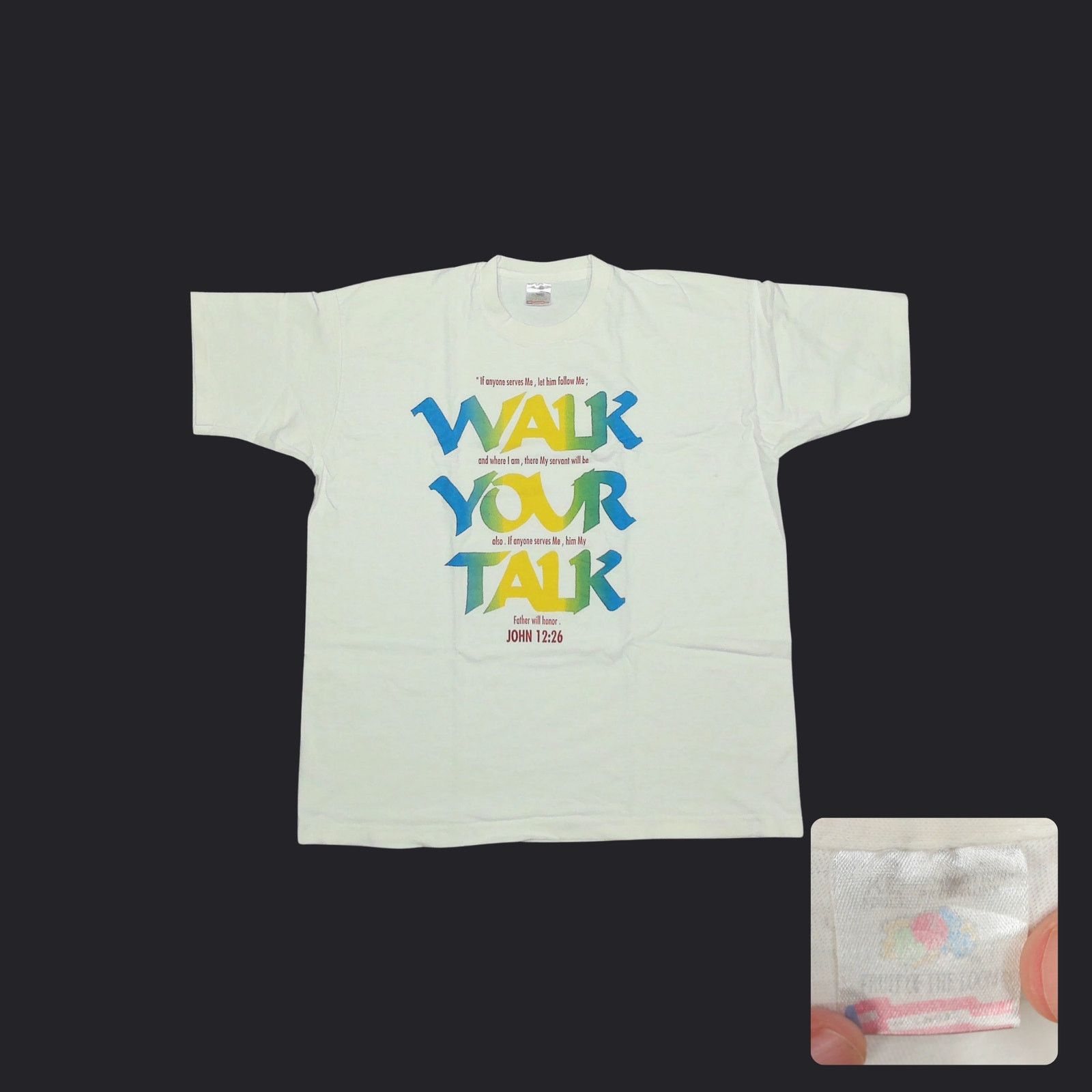 Fruit Of The Loom 90s Fruit Of The Loom "Walk Your Talk" Christian Graphic Tee Size US XL / EU 56 / 4 - 1 Thumbnail
