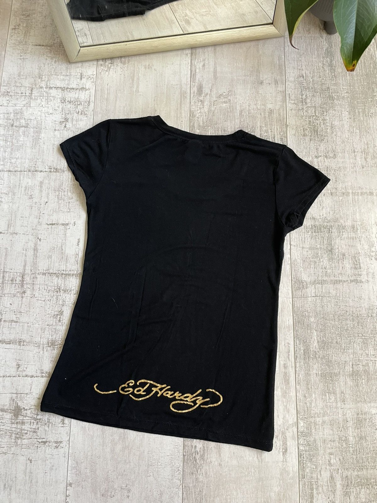 Ed Hardy Y2K Vintage Ed Hardy 00’s Pistol Rose T-Shirt Black RARE Size M / US 6-8 / IT 42-44 - 2 Thumbnail