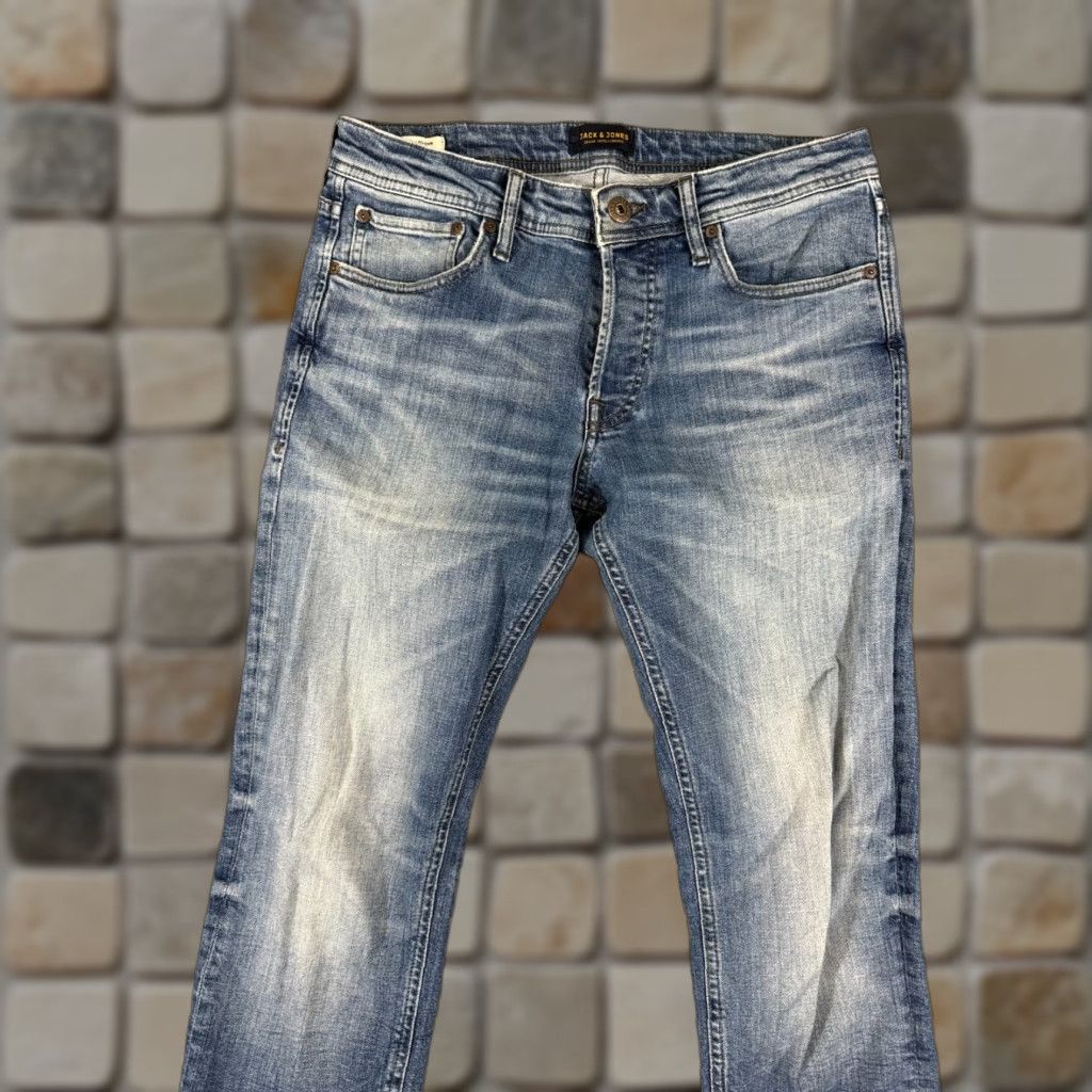 Jack & Jones Jack & Jones Jeans Mens 33/32 Blue Denim Slim Glenn Fit Button Fly Whisker Pockets Jeans Size US 33 - 1 Thumbnail