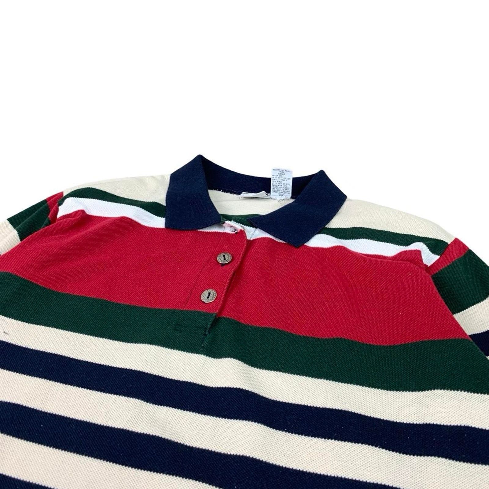 American Retro × Vintage Vintage Striped Retro Long Sleeve Polo Shirt Size L / US 10 / IT 46 - 2 Thumbnail
