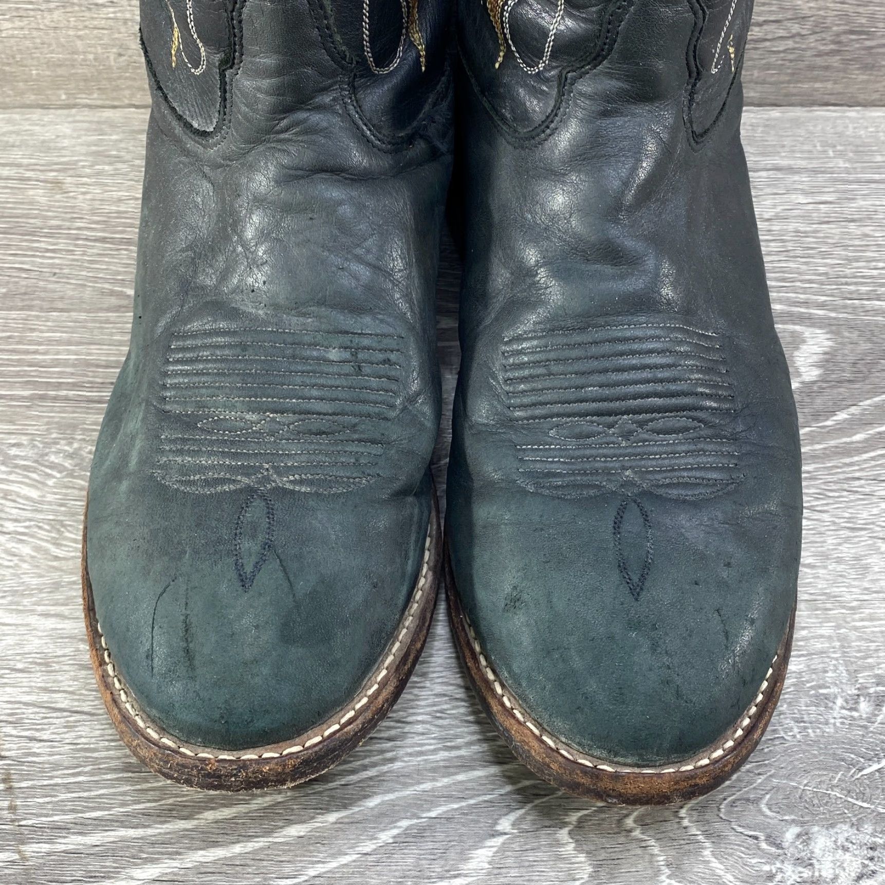 Tony Lama Tony Lama Boots Western Ropers 9 B Black Leather Round Toe Cowboy Boots Unisex Adults Mens Women Girls Boys Size US 9 / IT 39 - 4 Thumbnail