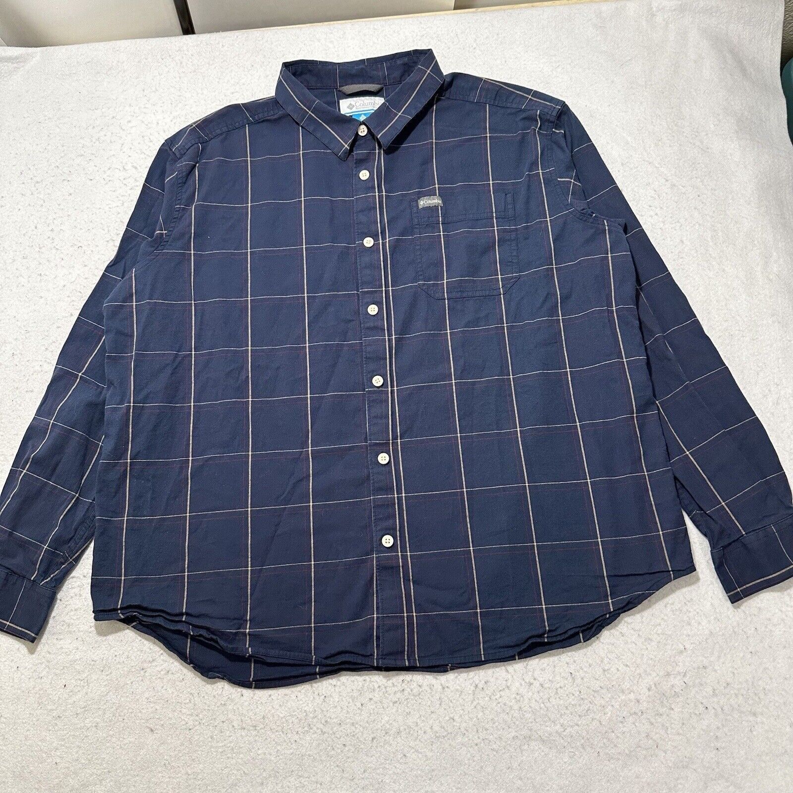 Columbia Columbia XXL Vapor Ridge Button Down Shirt Navy Blue Plaid Size US XXL / EU 58 / 5 - 1 Thumbnail