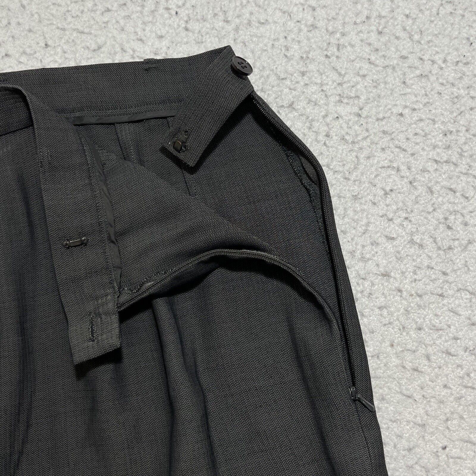 Vintage Carlisle Wool Blend Straight Leg Dress Pants Herringbone Size 34" / US 12 / IT 48 - 4 Thumbnail