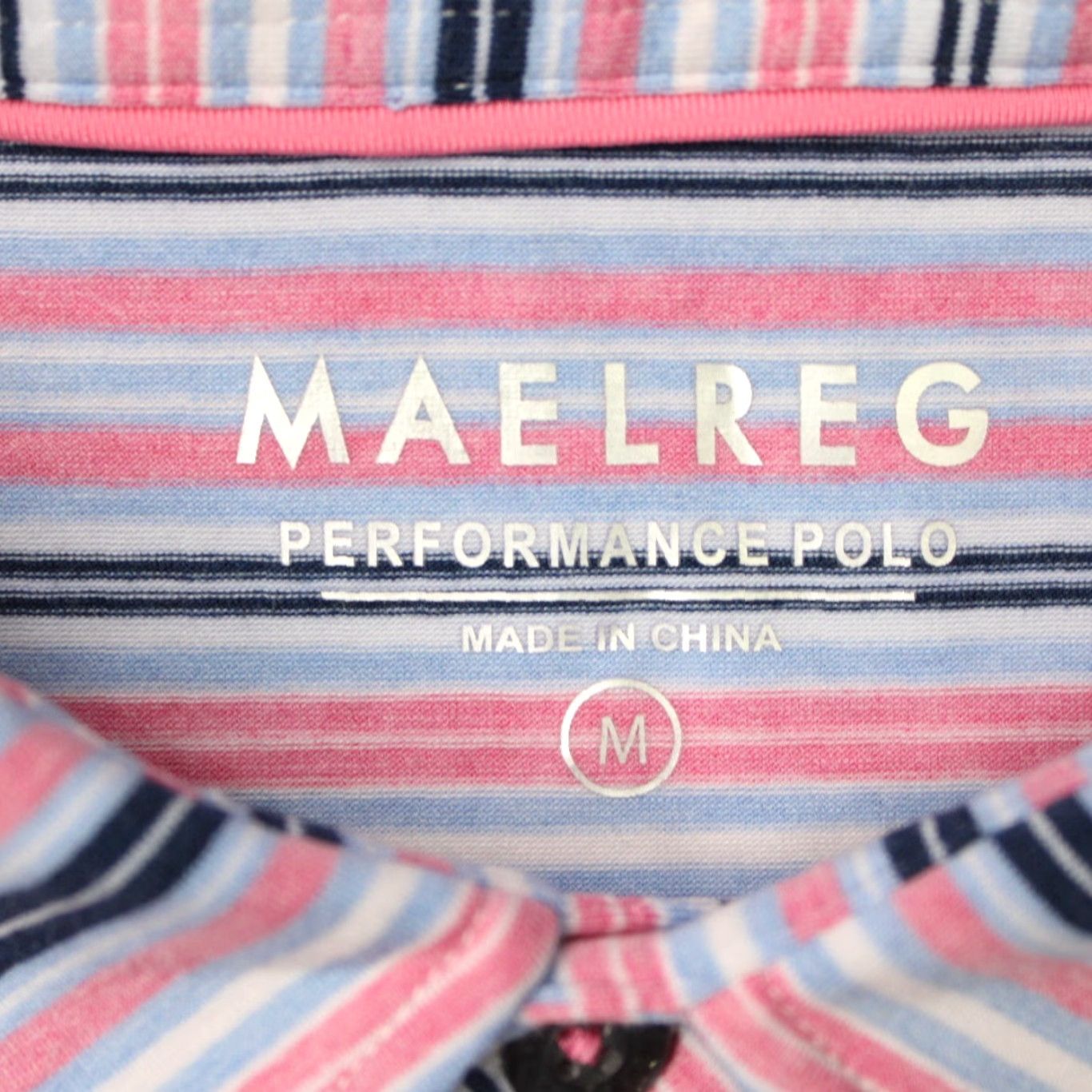 Vintage Maelreg Polo Shirt Mens Medium Pink/Blue Performance Golf Poly/Rayon Stretch S/S Size US M / EU 48-50 / 2 - 6 Thumbnail