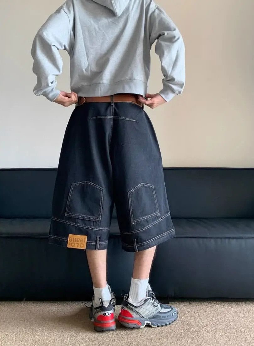 Jean × Vintage Inverted Waist Baggy Denim Shorts Size US 34 / EU 50 - 2 Thumbnail