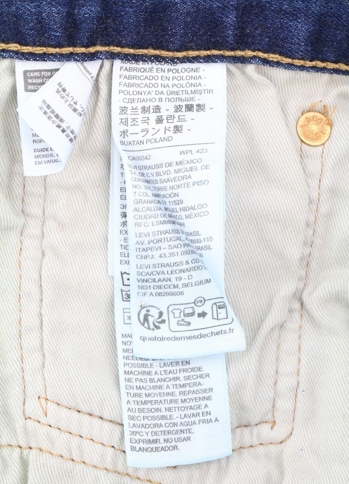 Levi's 501 W38/L32 Straight Stretch Big E Blue Jeans 87066 Size US 38 / EU 54 - 9 Thumbnail