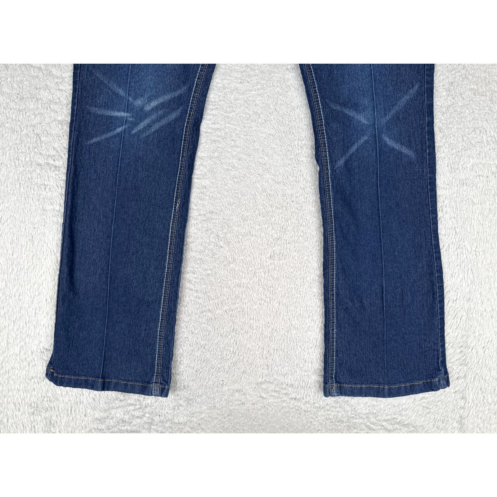 Denime Bootcut Jeans Womens L Blue Wash Mid Rise Stretch Denim Embroidered 30x29 90s Size 36" / US 14 / IT 50 - 2 Thumbnail