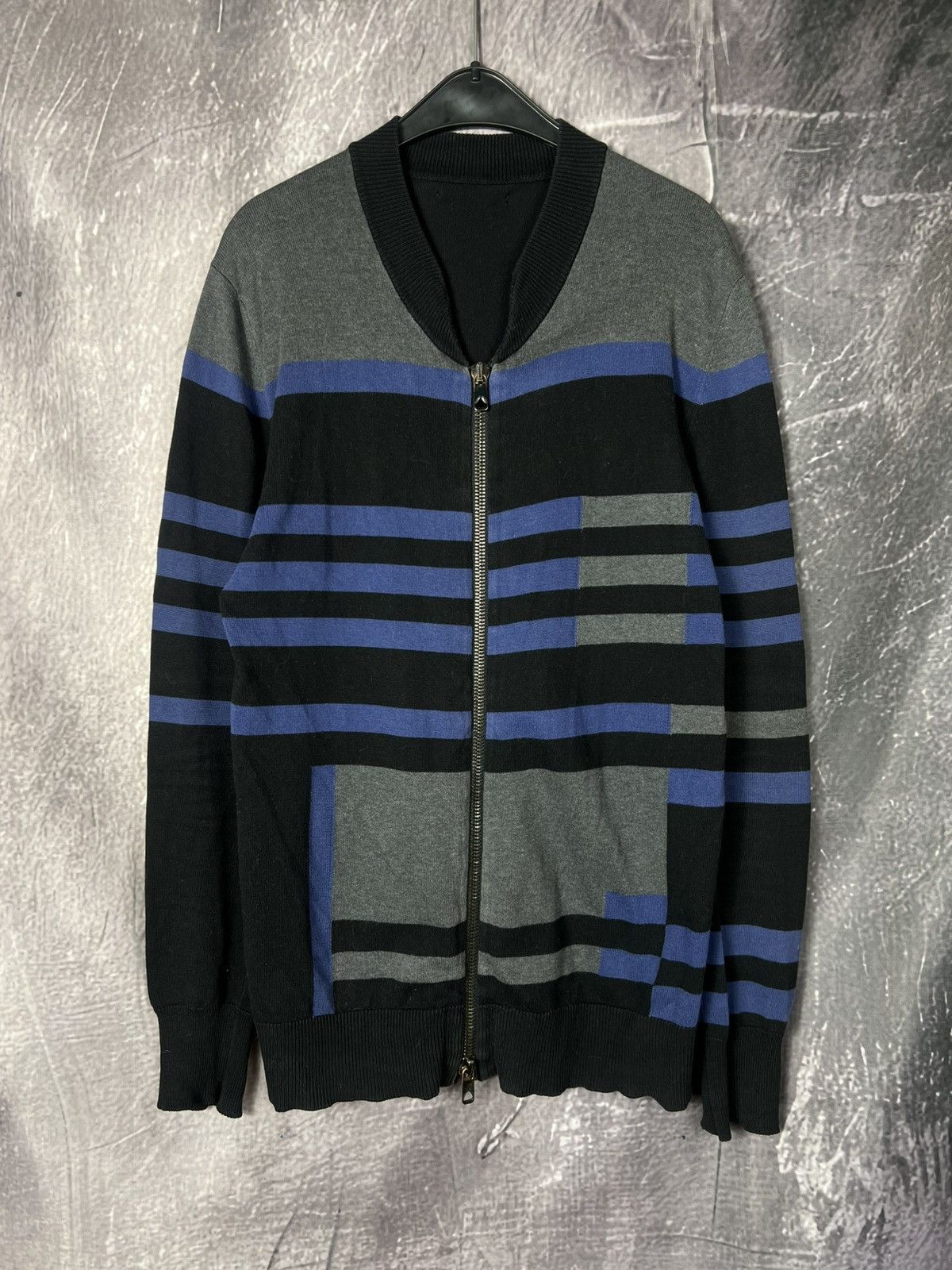 Diesel Black Gold Pinstripe Bomber Sweater, Men's