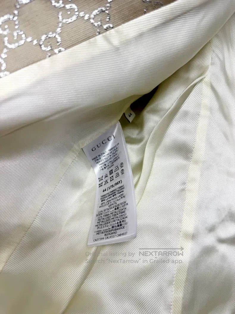 Gucci Guicci Silver print logo short suit jacket dress Size M / US 6-8 / IT 42-44 - 4 Thumbnail