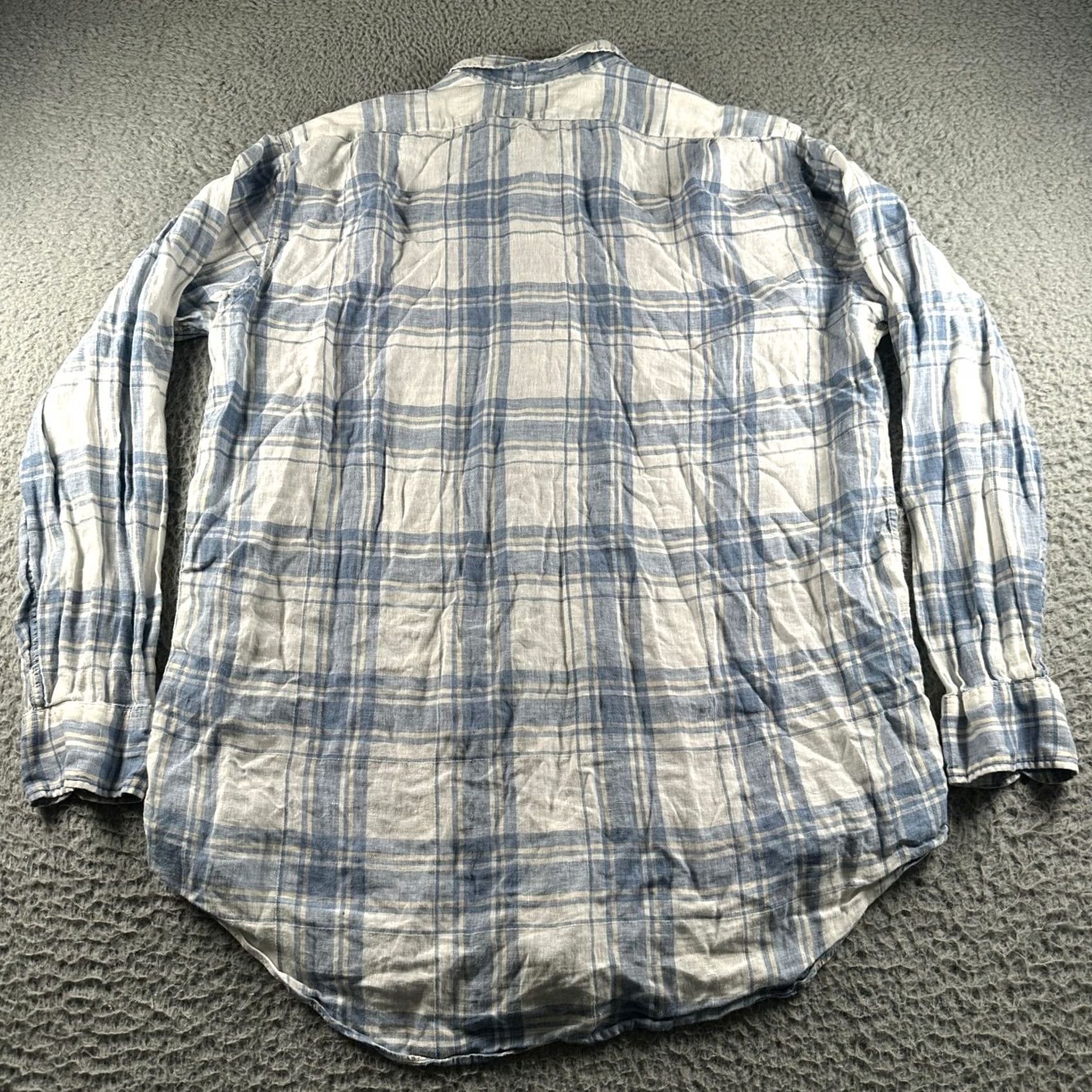 Sid Mashburn Sid Mashburn Shirt Mens XL Blue White Plaid Linen Blend Button Up Long Sleeve Size US XL / EU 56 / 4 - 4 Thumbnail